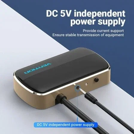 Vention Divisor VGA DBABF 1 entrada a 2 salidas HD 1080P 60Hz con alimentación externa, 1m, Negro